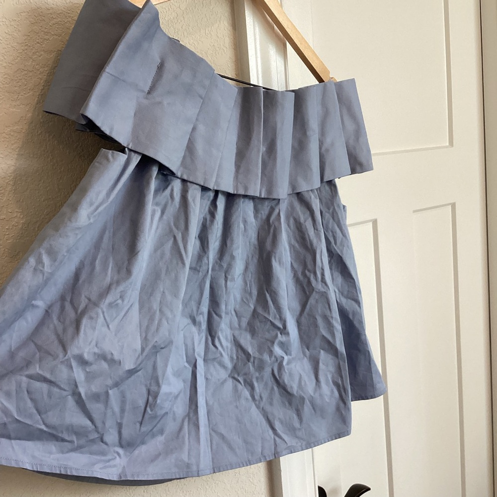Anthropologie Off The Shoulder Pleated Swing Top New Small Blue Mare Mare - Picture 8 of 12